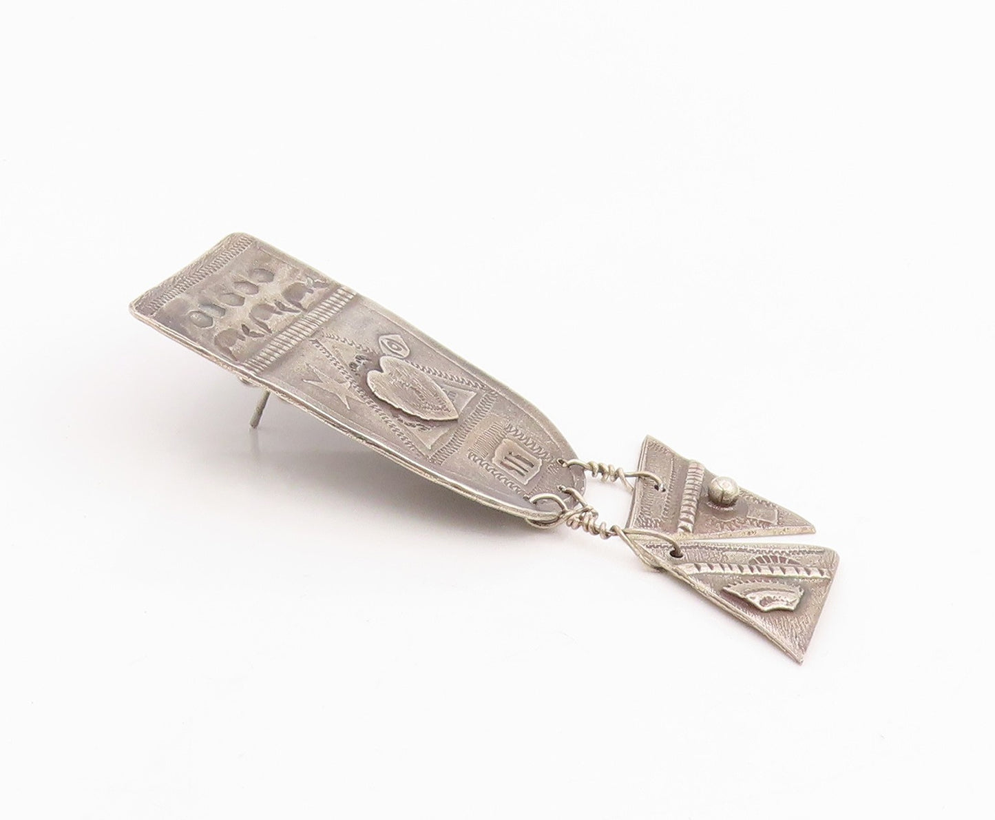 925 Sterling Silver Vintage Earrings Engraved Geometric Tribal Dangle  EG14125