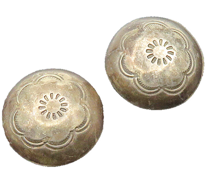 SOUTHWESTERN 925 Silver Vintage Flower Non Pierce Button Earrings EG10106