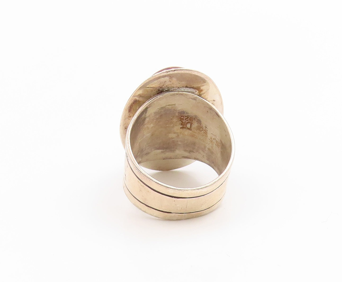 925 Sterling Silver Vintage Ring DTR JAY KING Cabochon Amber Band  Sz 9  RG35849