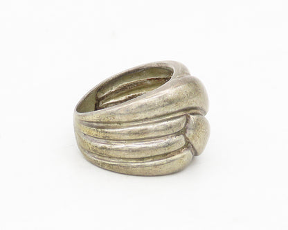 925 Sterling Silver  Vintage Shiny Fluted Detail Band Ring Sz 5  RG17624