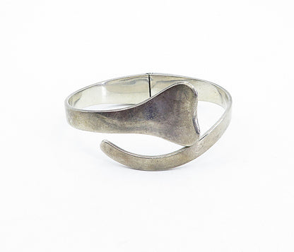 MEXICO 925 Sterling Silver  Vintage Dark Tone Bypass Bangle Bracelet  BT1453