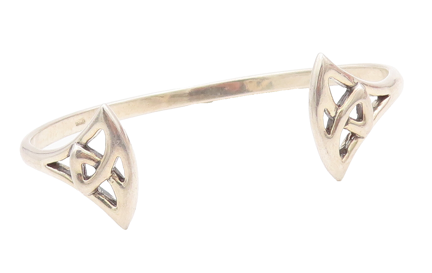 925 Sterling Silver Vintage Bracelet Solid Celtic Knot Cutout Cuff  BT10551