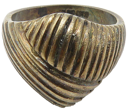 ESPO 925 Sterling Silver  Vintage Dark Tone Dome Band Ring Sz 7  RG10584