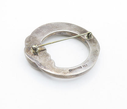 BAYANIHAN 925 Sterling Silver  Vintage Dark Tone Fluted Brooch Pin  BP2754