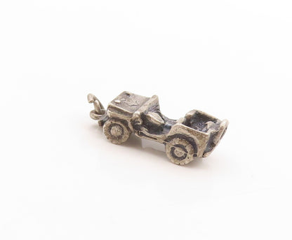 925 Sterling Silver Vintage Pendant Dark Tone Willys Military Jeep Charm PT25128