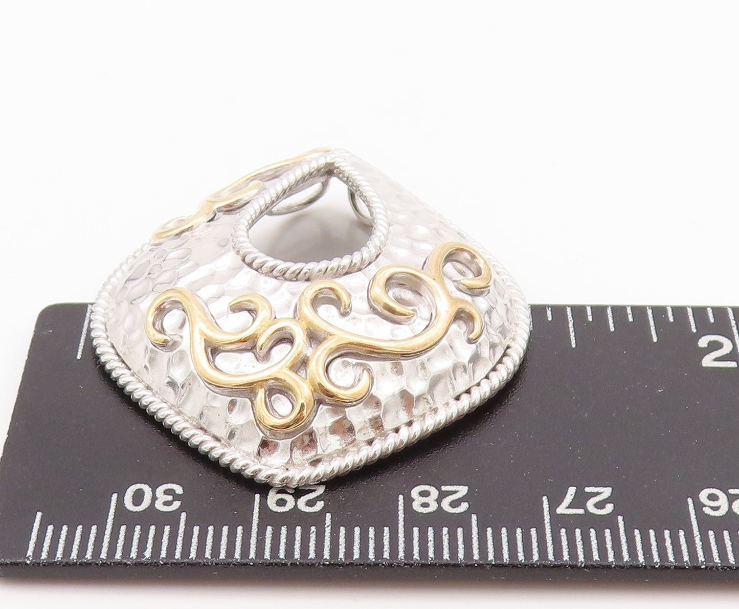 925 Sterling Silver Vintage Pendant Designer Swirly Carved Drop Shape  PT24330