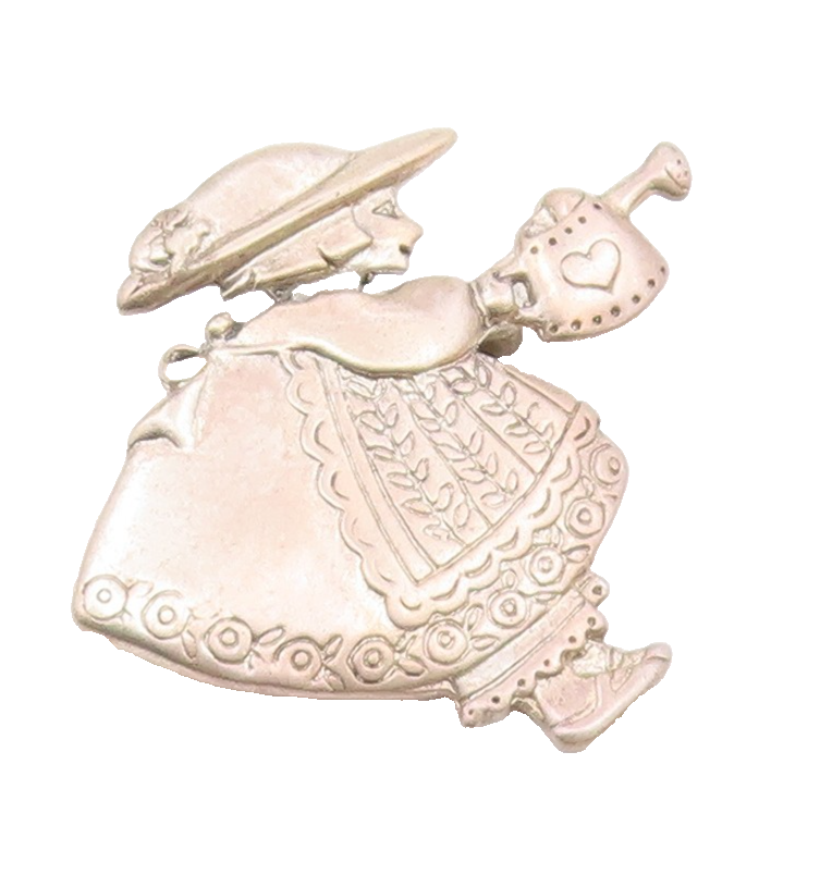 MEXICO 925 Sterling Silver  Vintage Etched Mary Engelbreit Brooch Pin  BP5007