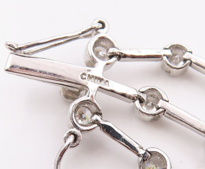 925 Sterling Silver Vintage Bracelet Bezel Set Topaz Multi Strand Link  BT12082