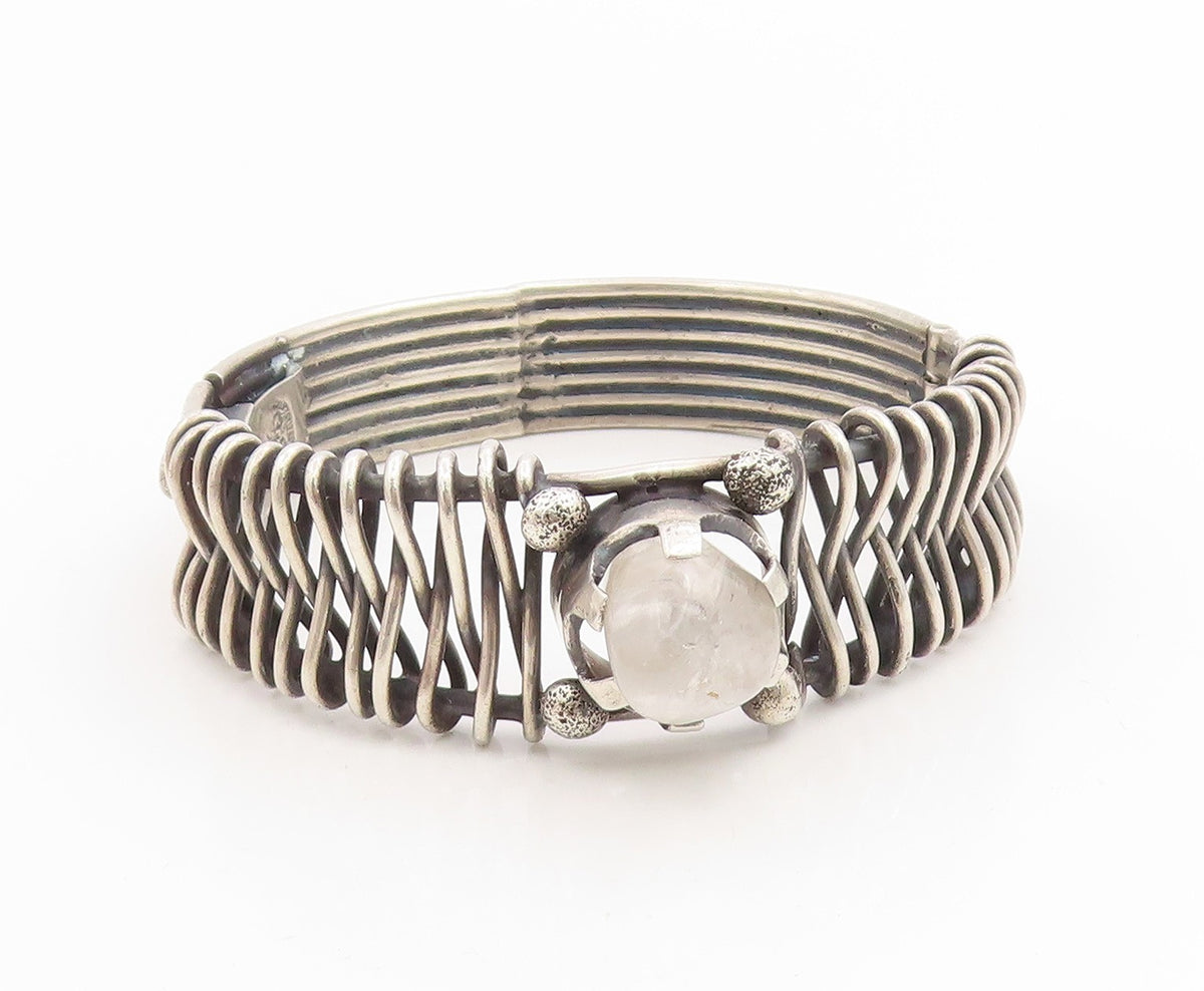 925 Sterling Silver Vintage Bracelet LOS BALLESTEROS MEXICO Quartz Cuff  BT11997