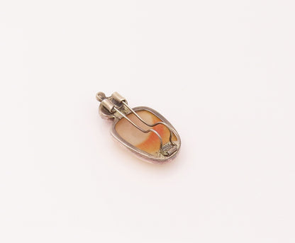 925 Sterling Silver Vintage Designer Agate Citrine Rhodolite Brooch Pin TR3501