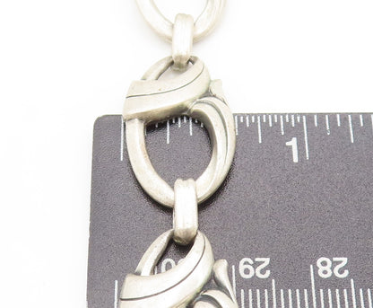 925 Sterling Silver Vintage Bracelet HARRY BICK Carved Double Loop Link BT10221