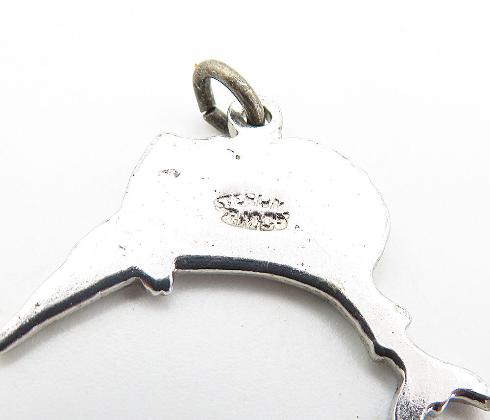 925 Sterling Silver  Petite Enamel Coated Swordfish Motif Drop Pendant  PT6348