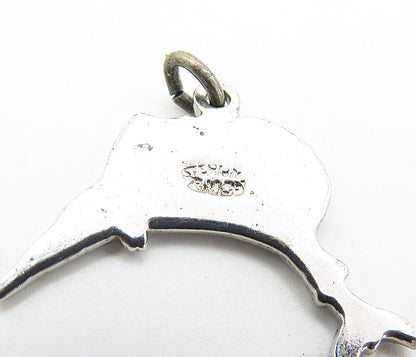 925 Sterling Silver  Petite Enamel Coated Swordfish Motif Drop Pendant  PT6348