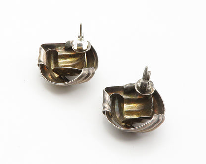 925 Sterling Silver  Vintage Dark Tone Knotted Design Drop Earrings  EG7388