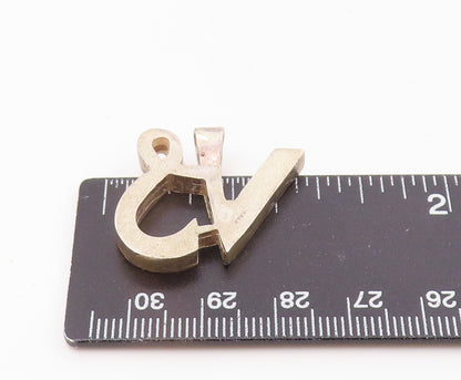 925 Sterling Silver  Vintage Shiny Smooth VS Initials Pendant  PT19157
