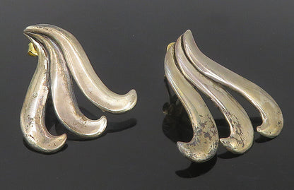 925 Sterling Silver  Vintage Shiny Smooth Swirl Design Drop Earrings  EG5977