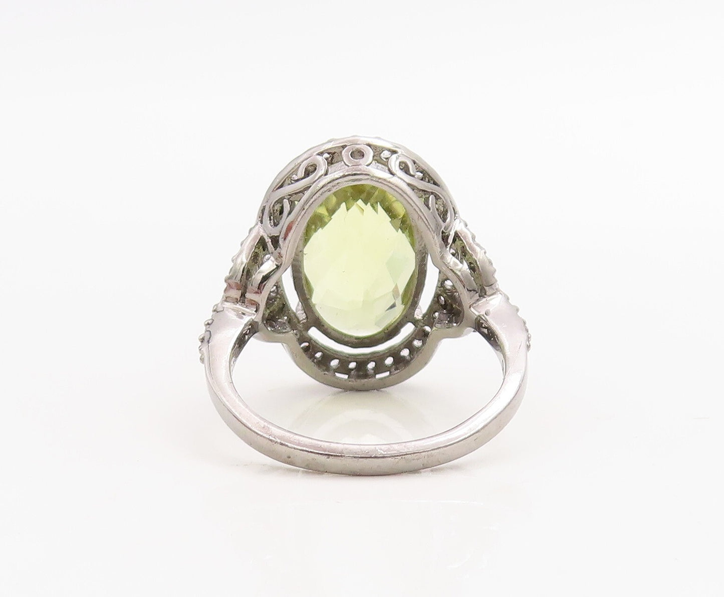 925 Sterling Silver Vintage Ring Oval Citrine Halo Topaz Ring  Sz 7.5  RG30519