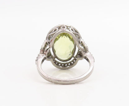 925 Sterling Silver Vintage Ring Oval Citrine Halo Topaz Ring  Sz 7.5  RG30519