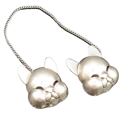 ROBBINS 925 Sterling Silver Vintage Cat Head Sweater Guard Or Bib Clip  TR3364