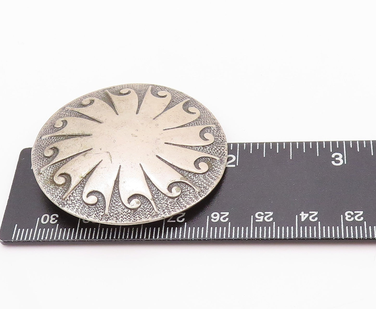 925 Sterling Silver Vintage Brooch Sun Or Morning Star Design Textured   BP11596