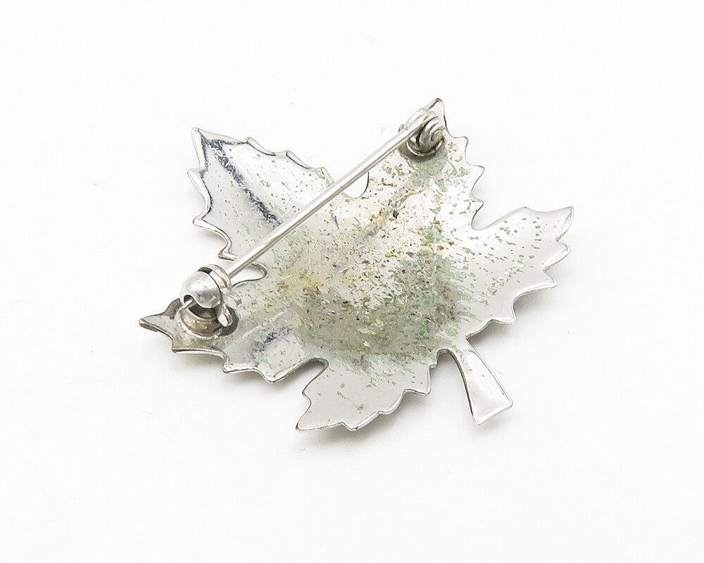 BOND BOYD 925 Sterling Silver  Vintage Etched Autumn Leaf Brooch Pin  BP4301