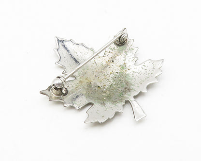 BOND BOYD 925 Sterling Silver  Vintage Etched Autumn Leaf Brooch Pin  BP4301