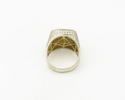 925 Sterling Silver  Cubic Zirconia Encrusted Dome Band Ring Sz 11  RG18767