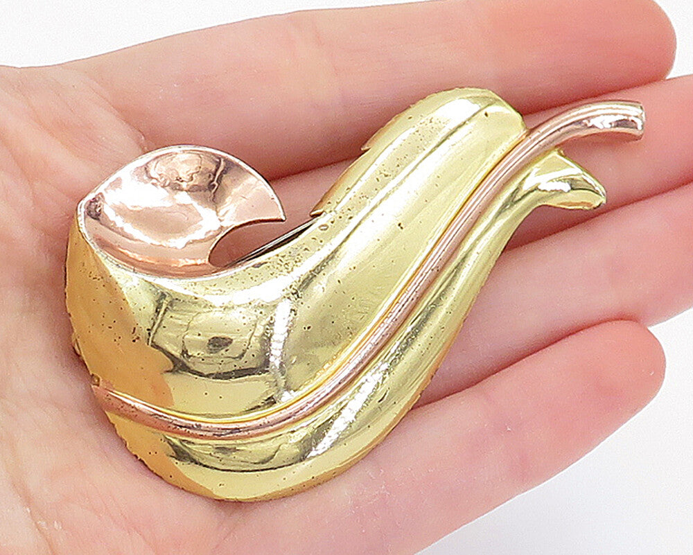 MONET 925 Sterling Silver  Vintage Shiny Two Tone Swirl Brooch Pin  BP2665