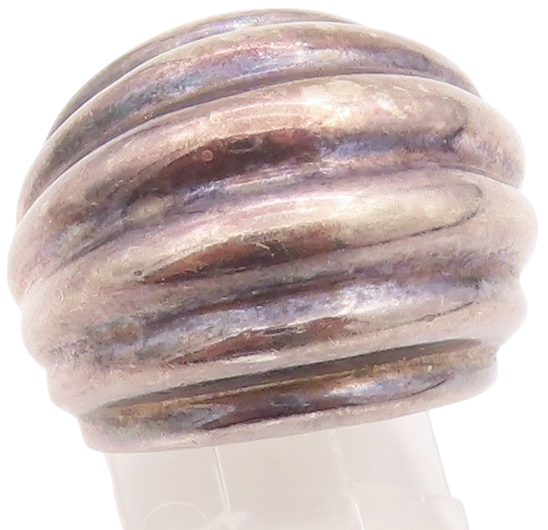 925 Sterling Silver Vintage Ring Antique Dark Tone Grooved   Sz 6  RG33201