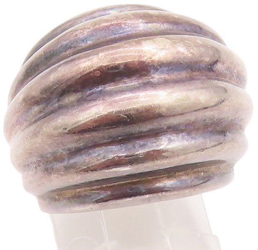 925 Sterling Silver Vintage Ring Antique Dark Tone Grooved   Sz 6  RG33201