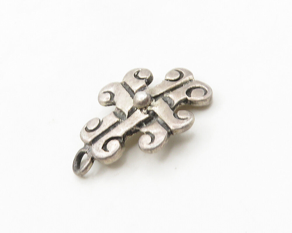 925 Sterling Silver  Vintage Dark Tone Swirl Cross Petite Pendant  PT15104