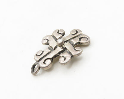 925 Sterling Silver  Vintage Dark Tone Swirl Cross Petite Pendant  PT15104