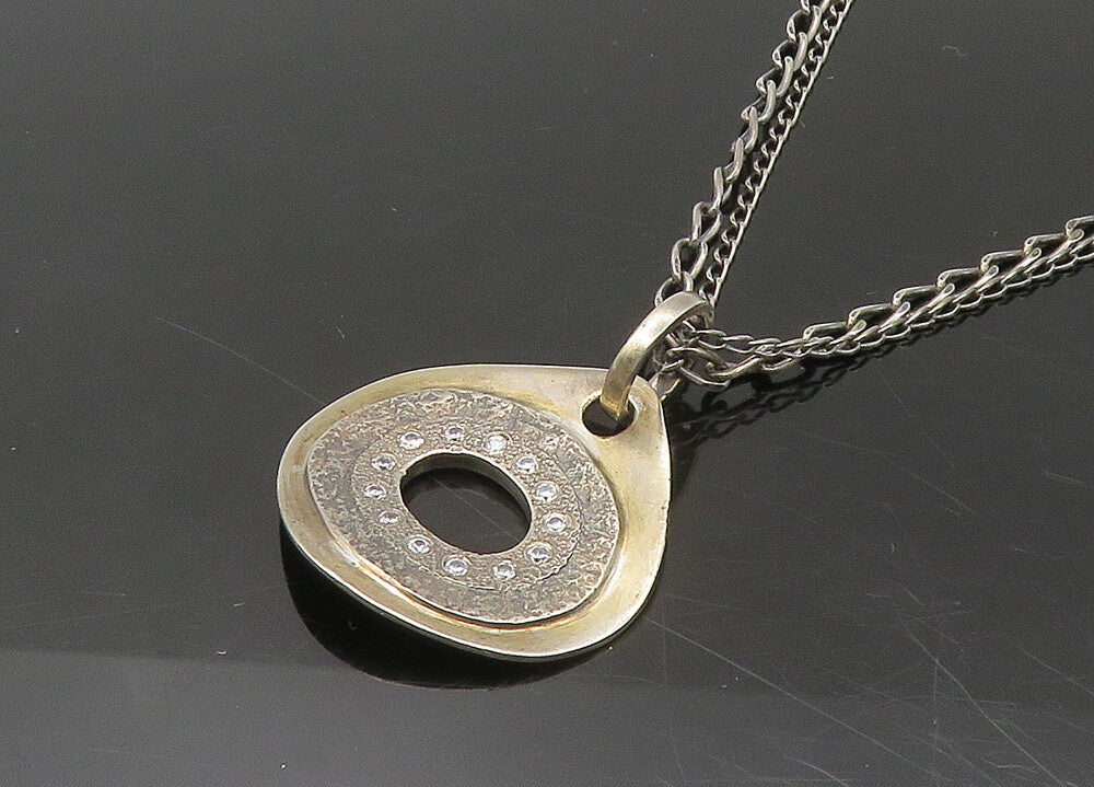 SILPADA 925 Silver  Vintage Cubic Zirconia Dark Tone Chain Necklace  NE3642
