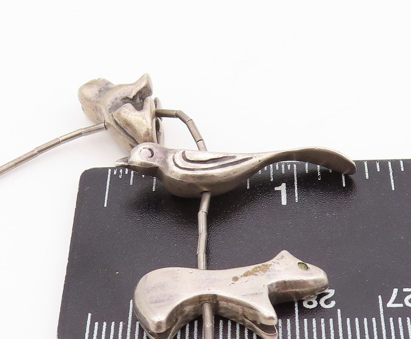 Solid Silver Vintage Necklace Designer Dark Tone Animal Kingdom  NE4460