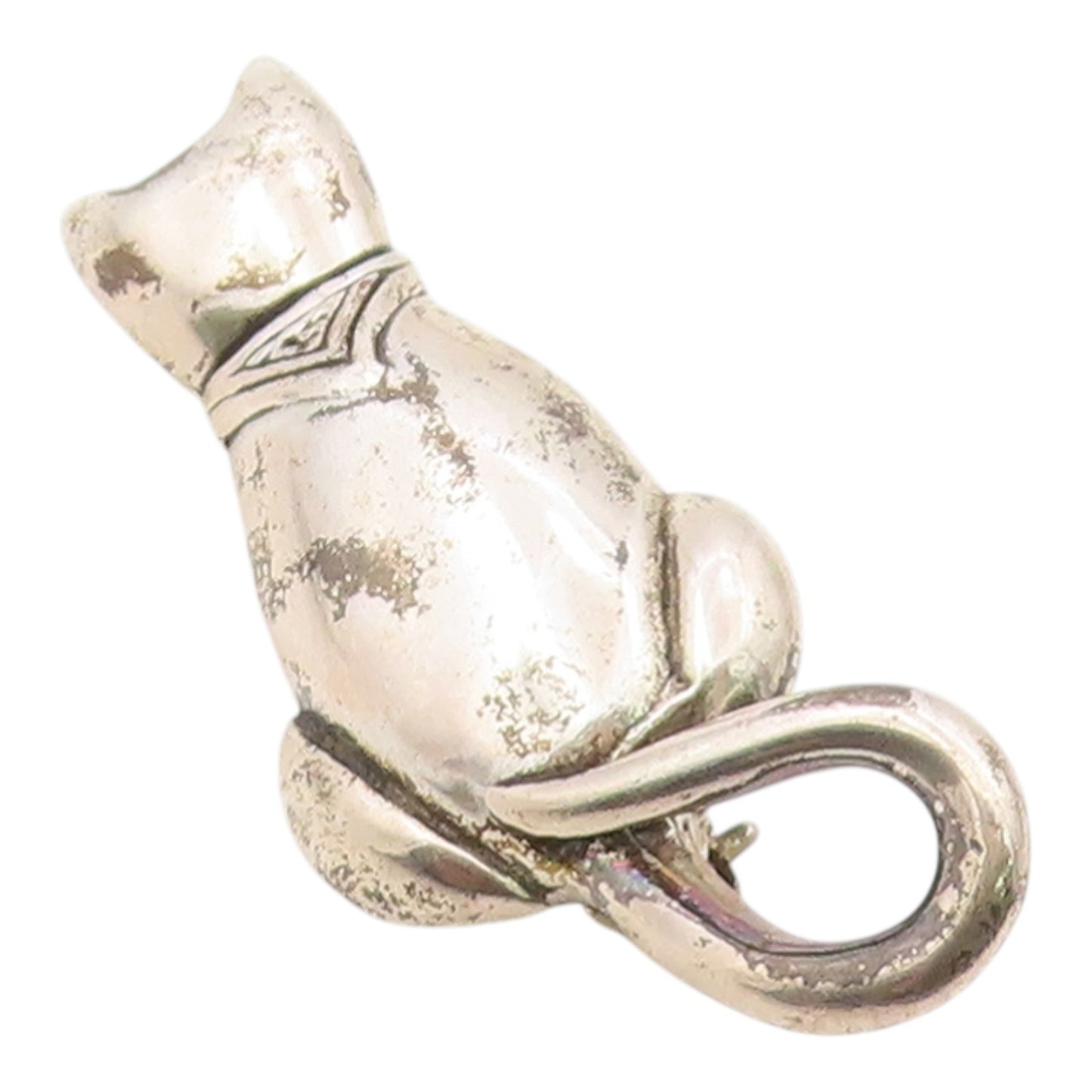 925 Sterling Silver Vintage Brooch Pin JEZALINE Feline Cat With Bandana  BP12564