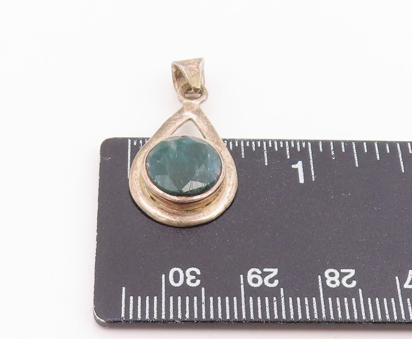 925 Sterling Silver Vintage Pendant Faceted Gemstone Classic Teardrop  PT26104