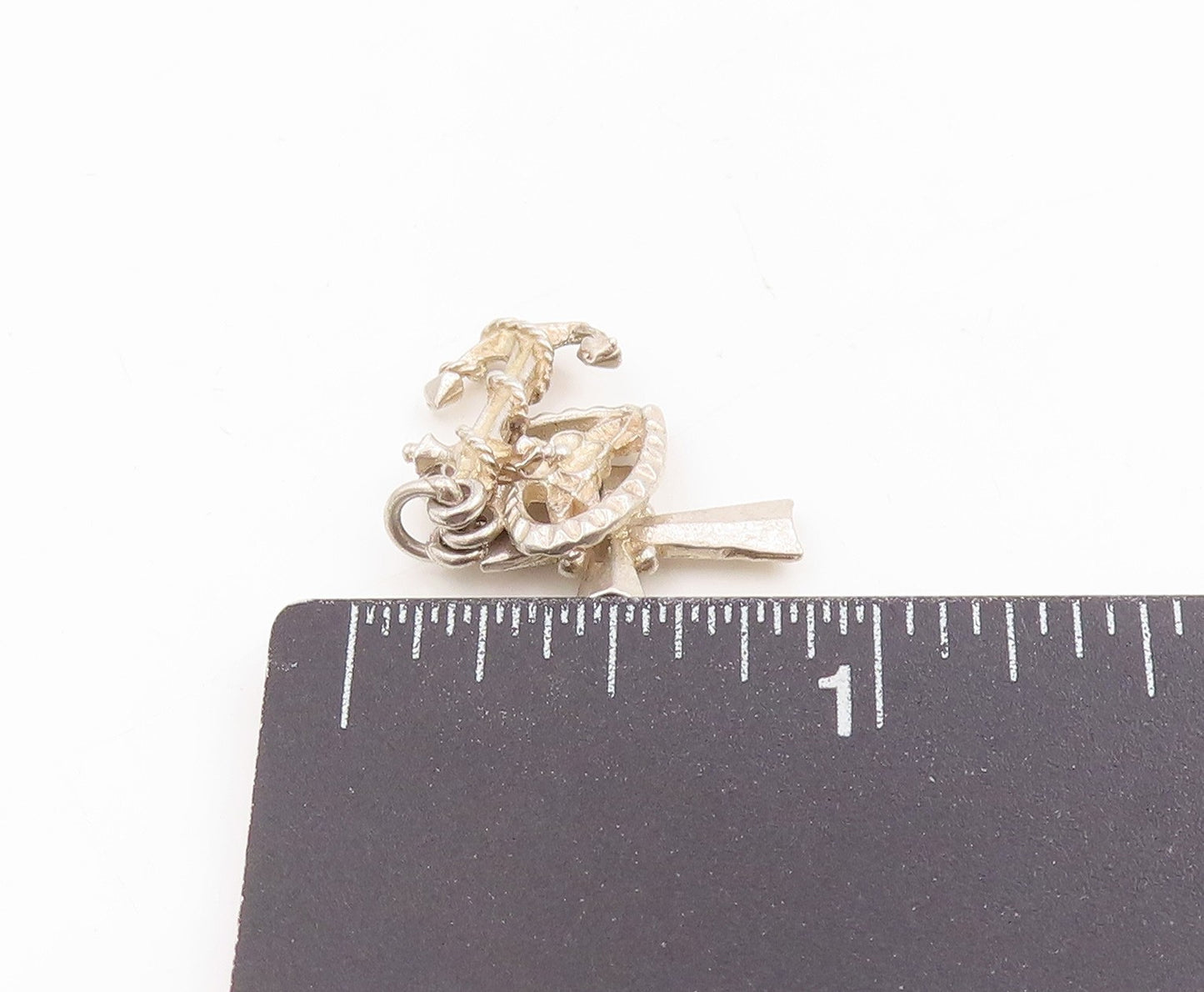 925 Sterling Silver Vintage Pendant Faith Hope Charity Nautical Charm  PT25376