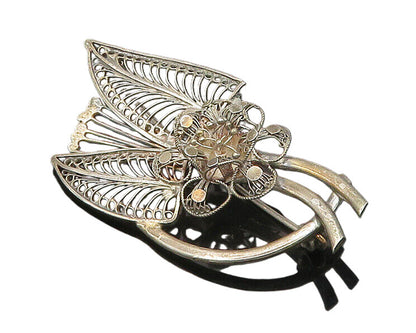 925 Sterling Silver  Vintage Filigree Detail Floral Motif Brooch Pin  BP7292