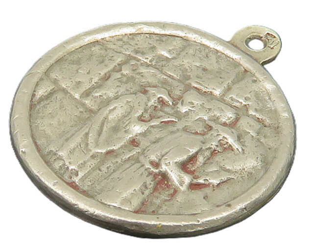 925 Sterling Silver  Vintage Antique Western Wall Scene Round Pendant  PT14633