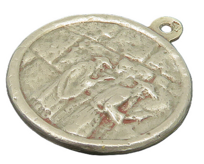 925 Sterling Silver  Vintage Antique Western Wall Scene Round Pendant  PT14633