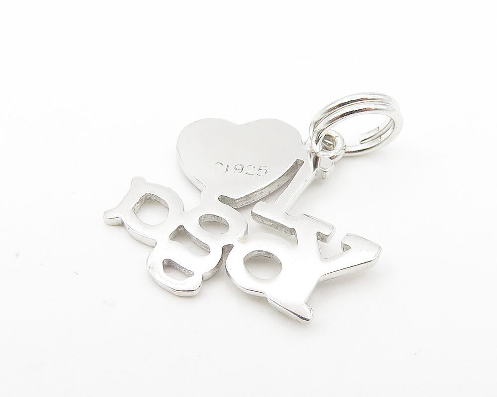 925 Sterling Silver  Shiny Enamel Detail I Love Yoga Drop Pendant  PT9101