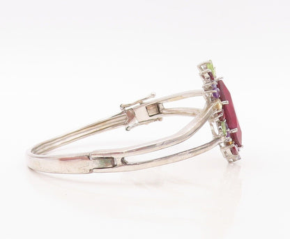 925 Sterling Silver Vintage Bracelet Marquise Cut Gemstone Halo Topaz  BT10734