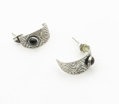 925 Sterling Silver  Vintage Petite Black Onyx Curved Drop Earrings  EG7840