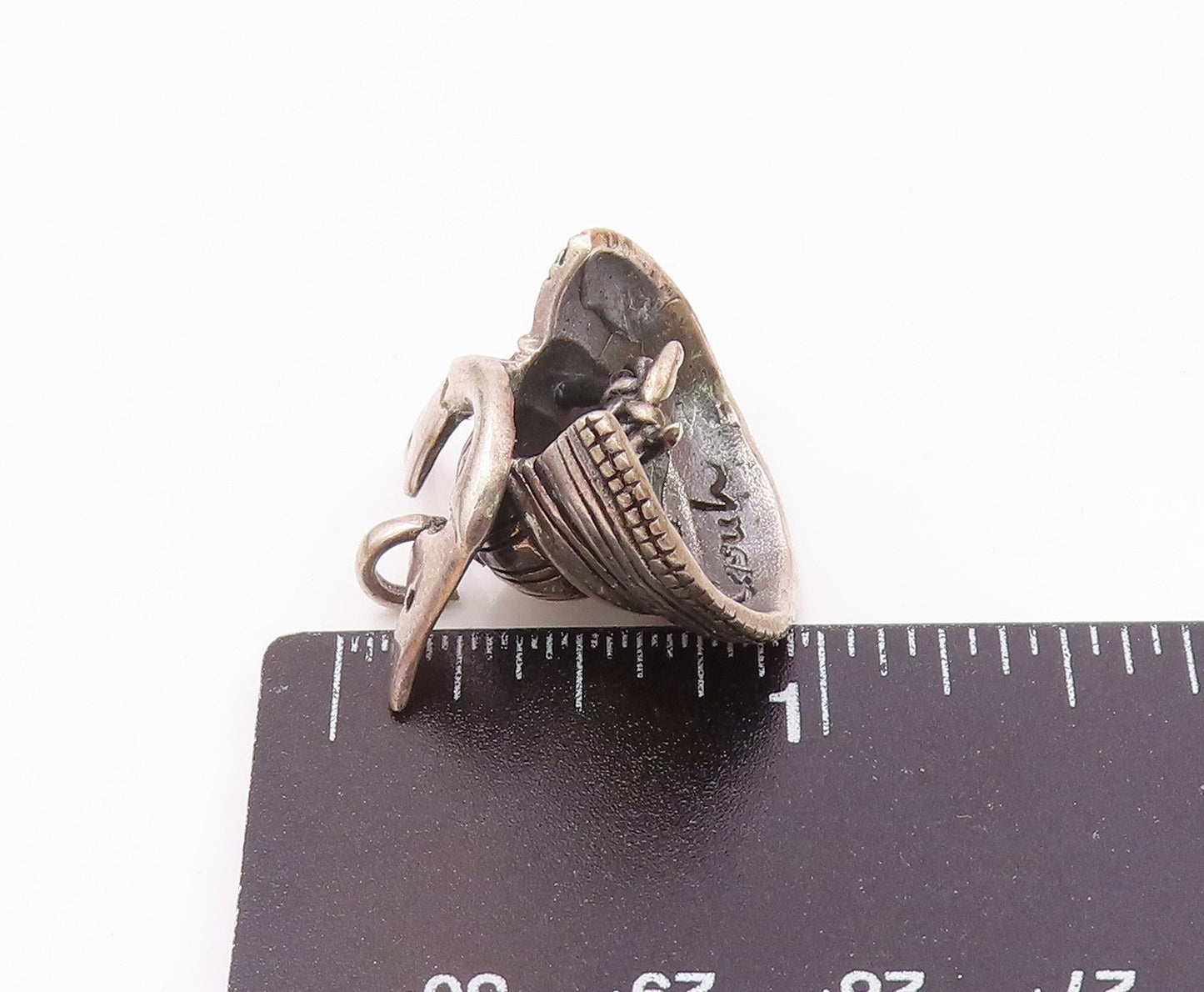 925 Sterling Silver  Vintage Samurai Helmet Pendant  PT17142