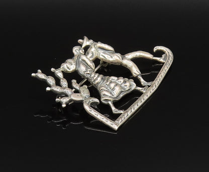 MEXICO 925 Silver  Vintage Men Carrying Bindle Across Desert Brooch Pin BP9749