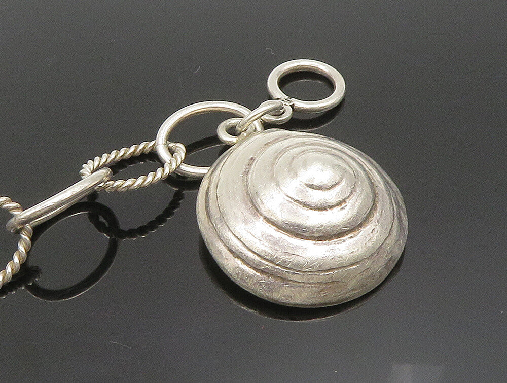 925 Silver  Vintage Hollow Spiral Pendant Open Circle Link Bracelet  BT9382