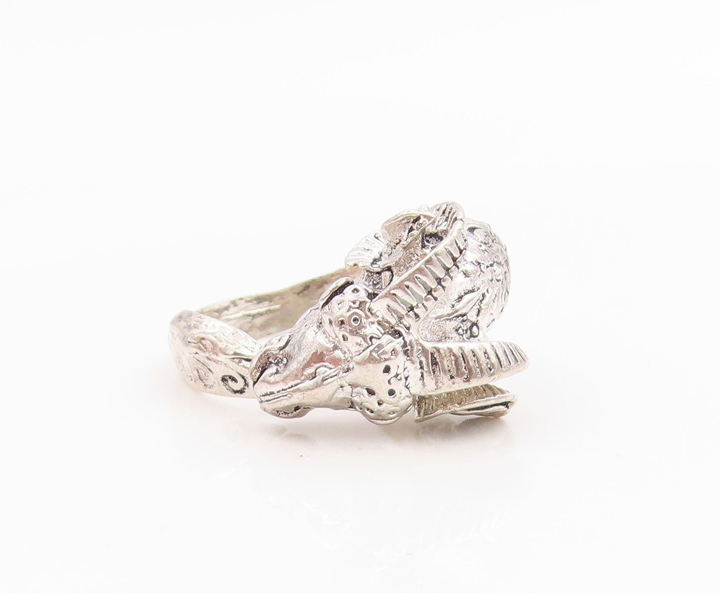 925 Sterling Silver Vintage Ring Ram's Head Aries Zodiac Band  Sz 8.5  RG35703