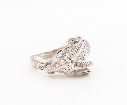 925 Sterling Silver Vintage Ring Ram's Head Aries Zodiac Band  Sz 8.5  RG35703