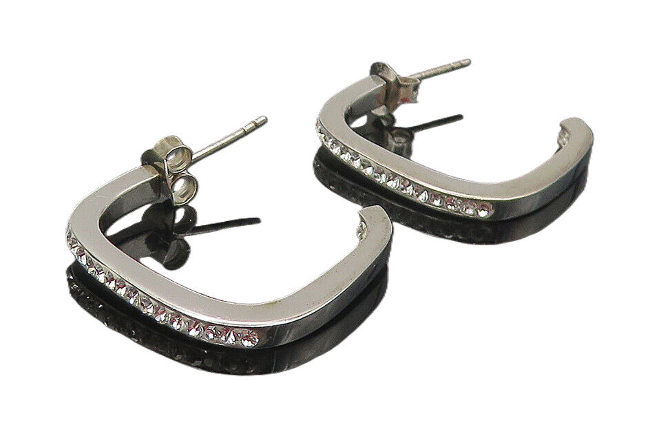 925 Sterling Silver  Sparkling Cubic Zirconia Smooth JHoop Earrings  EG6102