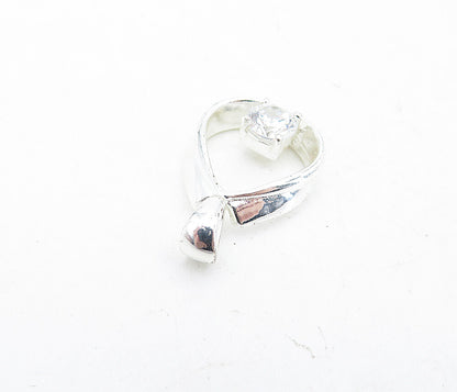 925 Sterling Silver  Petite Cubic Zirconia Open Tear Drop Pendant  PT3992